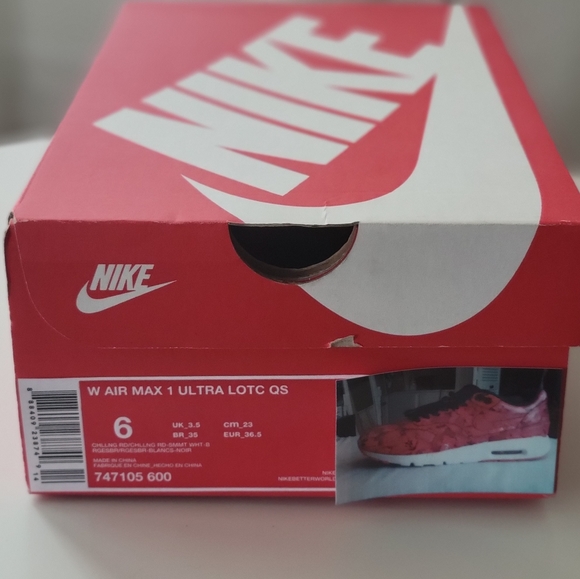Nike Air Max 1 ULTRA LOTC QS SHANGHAI CITY PACK Red sz 6 FLORAL [747105-600] - Picture 5 of 9